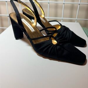 Ann Marino Black Satin Heels with Straps